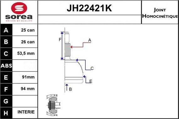 Sera JH22421K - Birləşmə dəsti, ötürücü val furqanavto.az