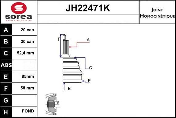 Sera JH22471K - Birləşmə dəsti, ötürücü val furqanavto.az