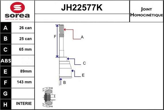 Sera JH22577K - Birləşmə dəsti, ötürücü val furqanavto.az