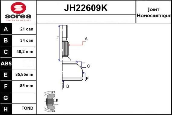 Sera JH22609K - Birləşmə dəsti, ötürücü val furqanavto.az