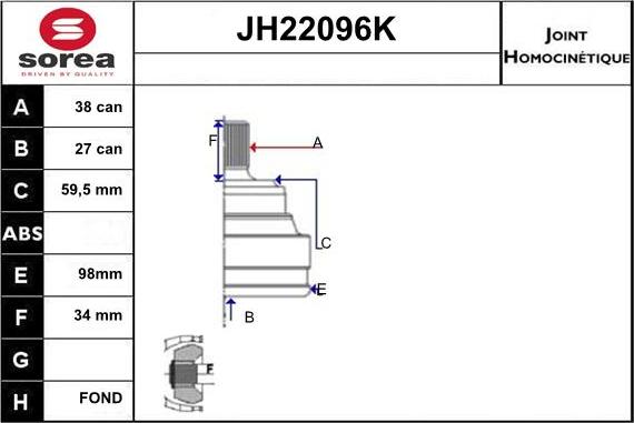 Sera JH22096K - Birləşmə dəsti, ötürücü val furqanavto.az