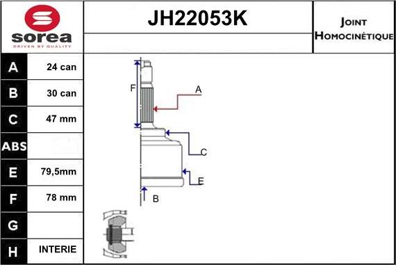 Sera JH22053K - Birləşmə dəsti, ötürücü val furqanavto.az
