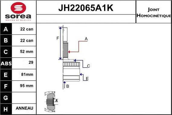 Sera JH22065A1K - Birləşmə dəsti, ötürücü val furqanavto.az