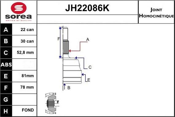 Sera JH22086K - Birləşmə dəsti, ötürücü val furqanavto.az