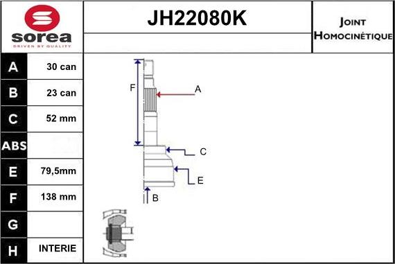 Sera JH22080K - Birləşmə dəsti, ötürücü val furqanavto.az