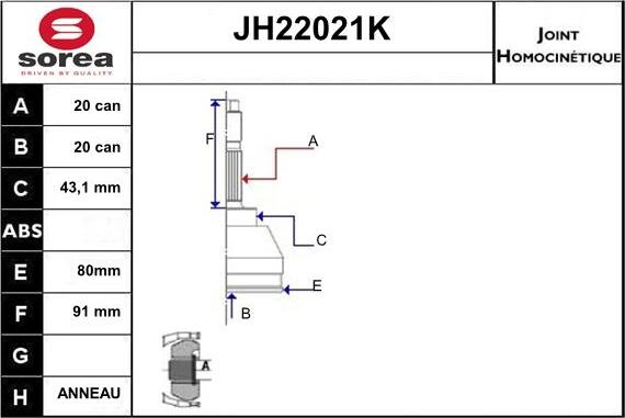 Sera JH22021K - Birləşmə dəsti, ötürücü val furqanavto.az