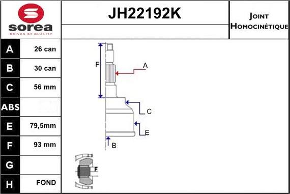 Sera JH22192K - Birləşmə dəsti, ötürücü val www.furqanavto.az