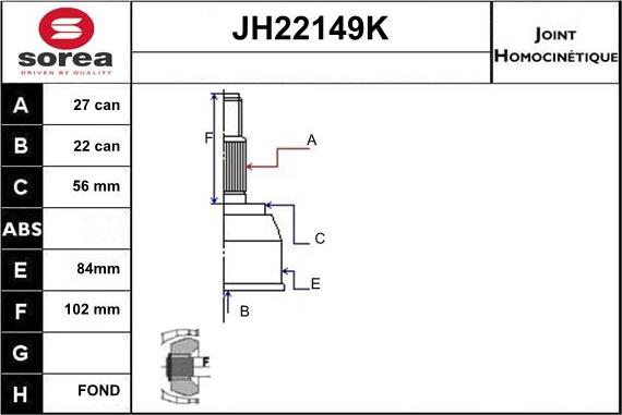 Sera JH22149K - Birləşmə dəsti, ötürücü val furqanavto.az