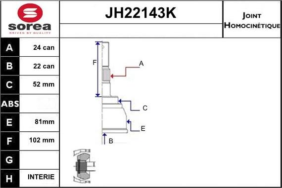 Sera JH22143K - Birləşmə dəsti, ötürücü val furqanavto.az