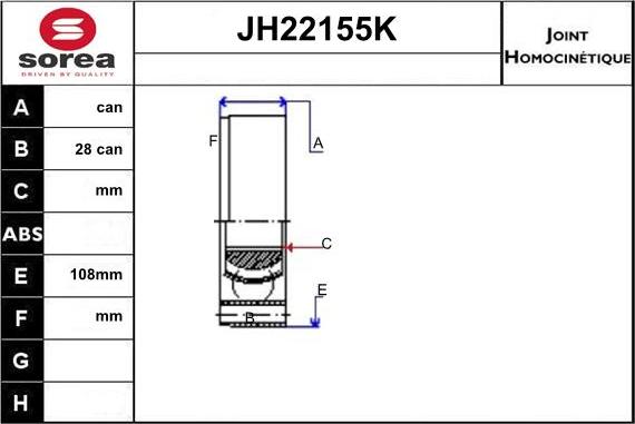 Sera JH22155K - Birləşmə dəsti, ötürücü val furqanavto.az