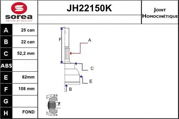 Sera JH22150K - Birləşmə dəsti, ötürücü val furqanavto.az