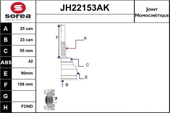Sera JH22153AK - Birləşmə dəsti, ötürücü val furqanavto.az