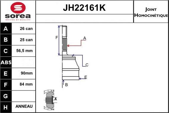 Sera JH22161K - Birləşmə dəsti, ötürücü val furqanavto.az