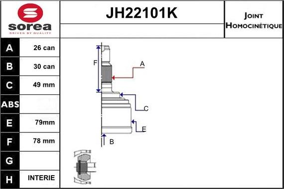 Sera JH22101K - Birləşmə dəsti, ötürücü val furqanavto.az