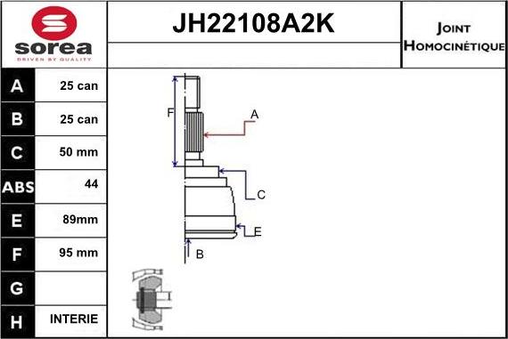 Sera JH22108A2K - Birləşmə dəsti, ötürücü val furqanavto.az