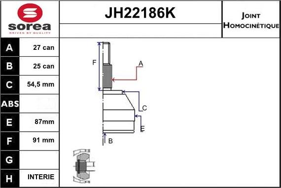 Sera JH22186K - Birləşmə dəsti, ötürücü val furqanavto.az