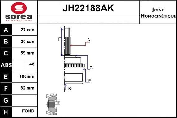 Sera JH22188AK - Birləşmə dəsti, ötürücü val furqanavto.az