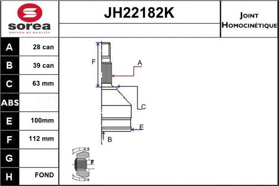 Sera JH22182K - Birləşmə dəsti, ötürücü val furqanavto.az