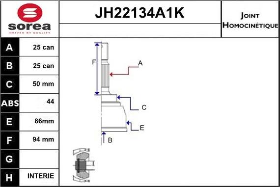 Sera JH22134A1K - Birləşmə dəsti, ötürücü val furqanavto.az