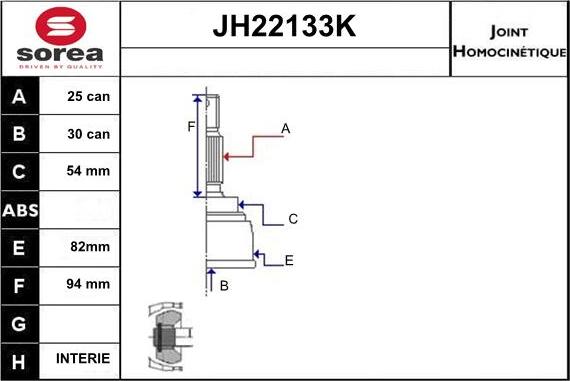 Sera JH22133K - Birləşmə dəsti, ötürücü val furqanavto.az