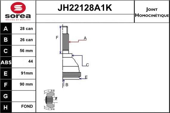 Sera JH22128A1K - Birləşmə dəsti, ötürücü val furqanavto.az