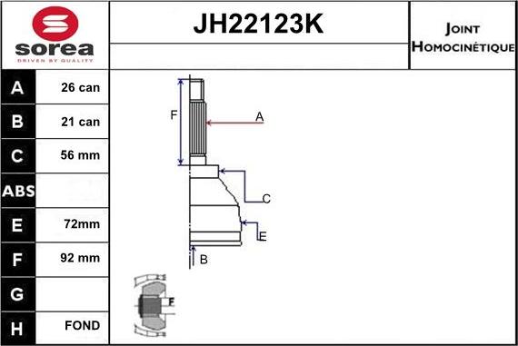 Sera JH22123K - Birləşmə dəsti, ötürücü val furqanavto.az