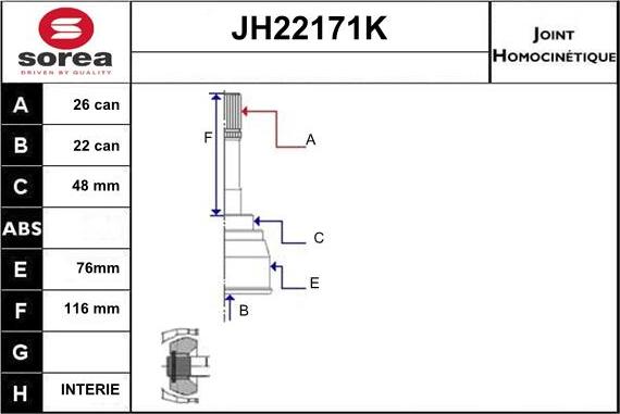 Sera JH22171K - Birləşmə dəsti, ötürücü val furqanavto.az