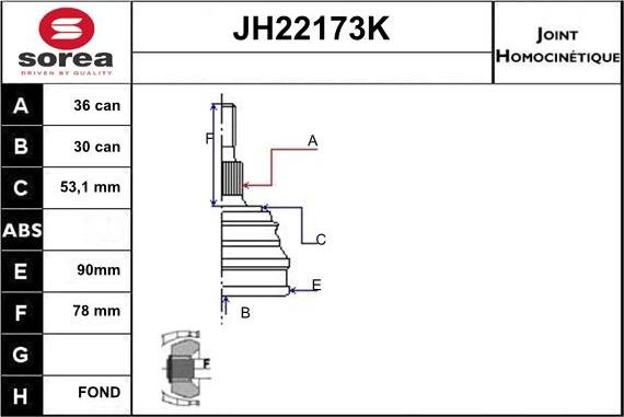 Sera JH22173K - Birləşmə dəsti, ötürücü val furqanavto.az
