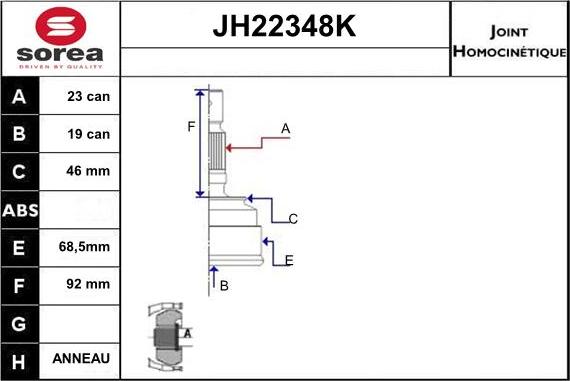 Sera JH22348K - Birləşmə dəsti, ötürücü val furqanavto.az