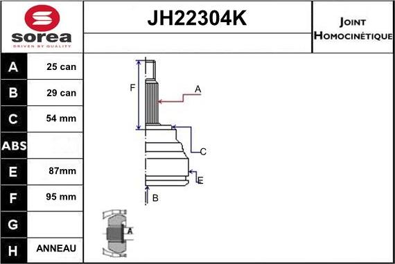 Sera JH22304K - Birləşmə dəsti, ötürücü val furqanavto.az