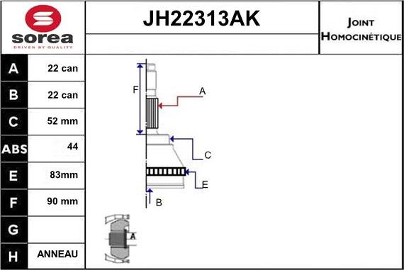 Sera JH22313AK - Birləşmə dəsti, ötürücü val furqanavto.az