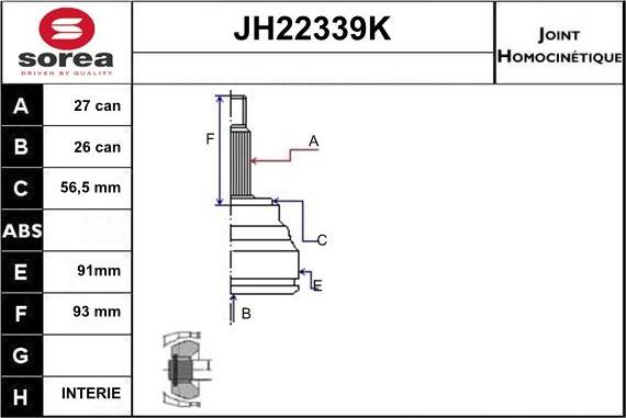 Sera JH22339K - Birləşmə dəsti, ötürücü val furqanavto.az
