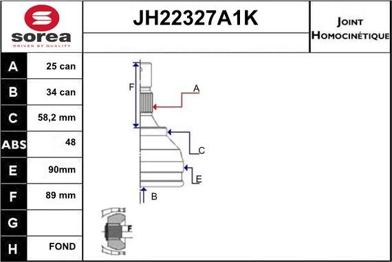 Sera JH22327A1K - Birləşmə dəsti, ötürücü val furqanavto.az