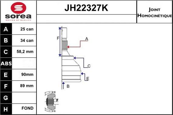 Sera JH22327K - Birləşmə dəsti, ötürücü val furqanavto.az