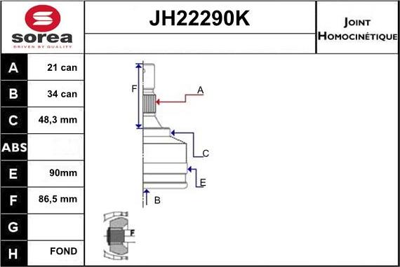 Sera JH22290K - Birləşmə dəsti, ötürücü val furqanavto.az