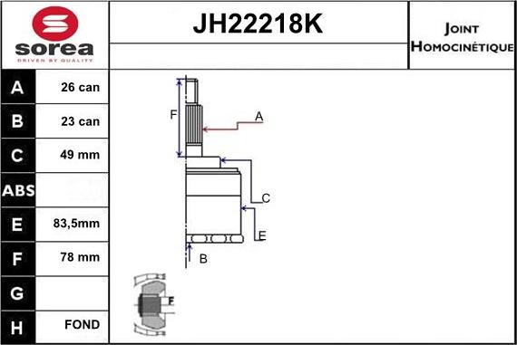 Sera JH22218K - Birləşmə dəsti, ötürücü val furqanavto.az