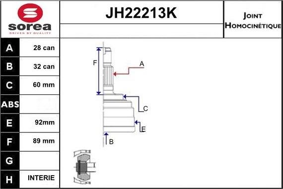 Sera JH22213K - Birləşmə dəsti, ötürücü val furqanavto.az