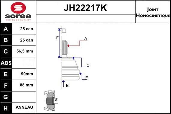 Sera JH22217K - Birləşmə dəsti, ötürücü val furqanavto.az