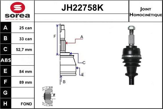 Sera JH22758K - Birləşmə dəsti, ötürücü val furqanavto.az