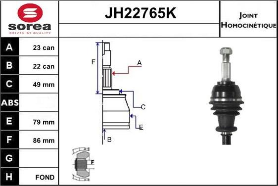 Sera JH22765K - Birləşmə dəsti, ötürücü val furqanavto.az