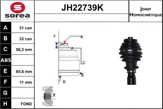 Sera JH22739K - Birləşmə dəsti, ötürücü val furqanavto.az