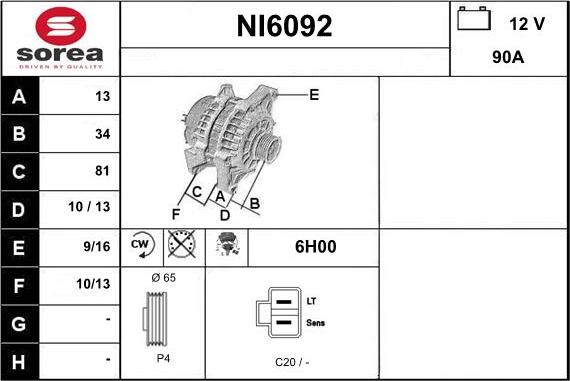 Sera NI6092 - Alternator furqanavto.az