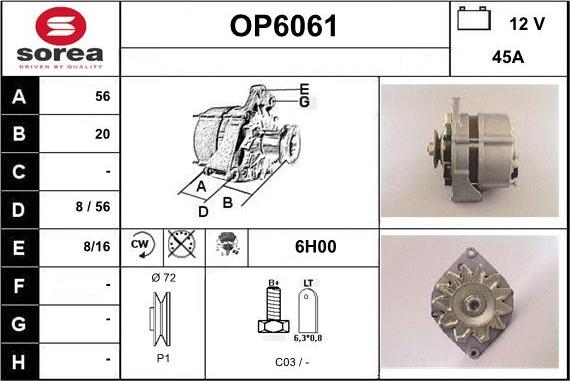 Sera OP6061 - Alternator furqanavto.az