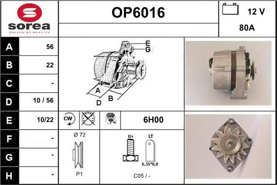 Sera OP6016 - Alternator furqanavto.az