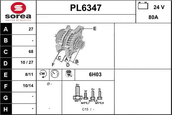 Sera PL6347 - Alternator furqanavto.az