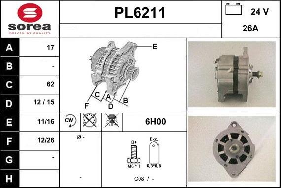 Sera PL6211 - Alternator furqanavto.az