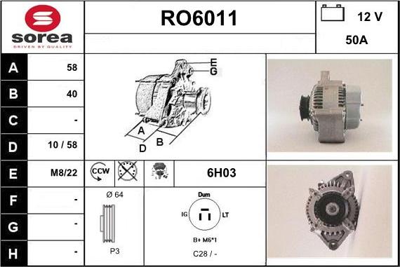 Sera RO6011 - Alternator furqanavto.az