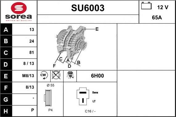 Sera SU6003 - Alternator furqanavto.az