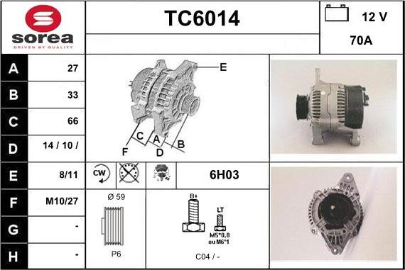 Sera TC6014 - Alternator furqanavto.az