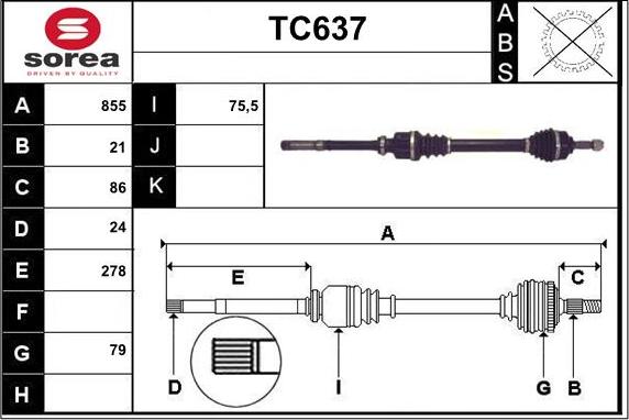 Sera TC637 - Sürücü mili furqanavto.az